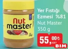 NUT MASTER YER FISTIĞI EZMESİ %81 350 G NUT MASTER YER FISTIĞI EZMESİ %81 350 G
